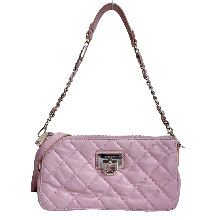 DKNY Quilted Leather Zip Chain Shoulder Bag