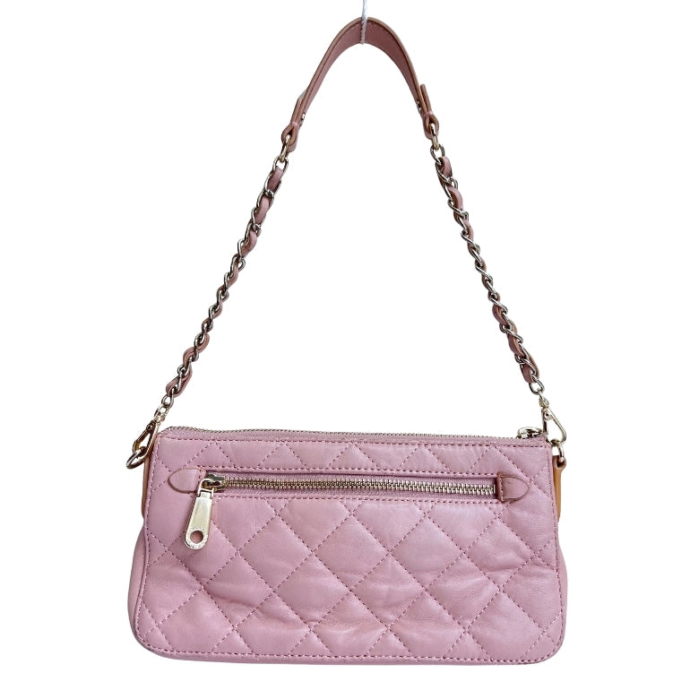 DKNY Quilted Leather Zip Chain Shoulder Bag