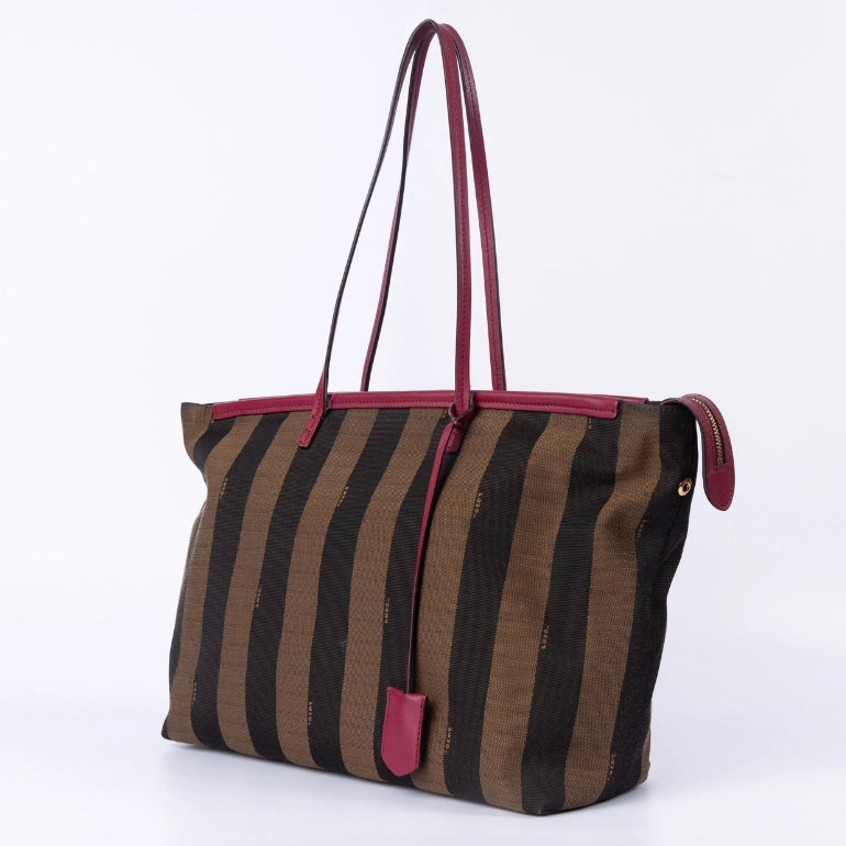 Fendi Pequin Stripe Canvas Roll Tote