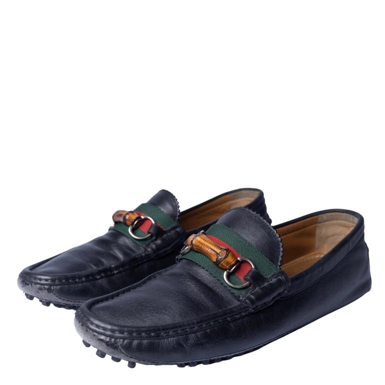 Gucci Horsebit Bamboo Web Detail Loafers