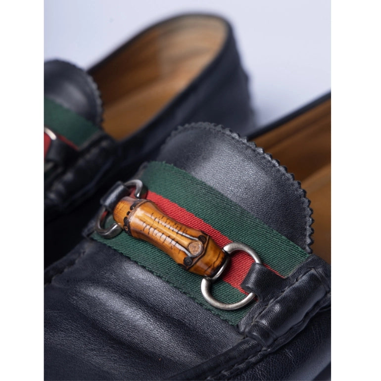 Gucci Horsebit Bamboo Web Detail Loafers