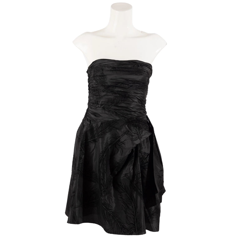 Juicy Couture strapless silk feather embossed dress