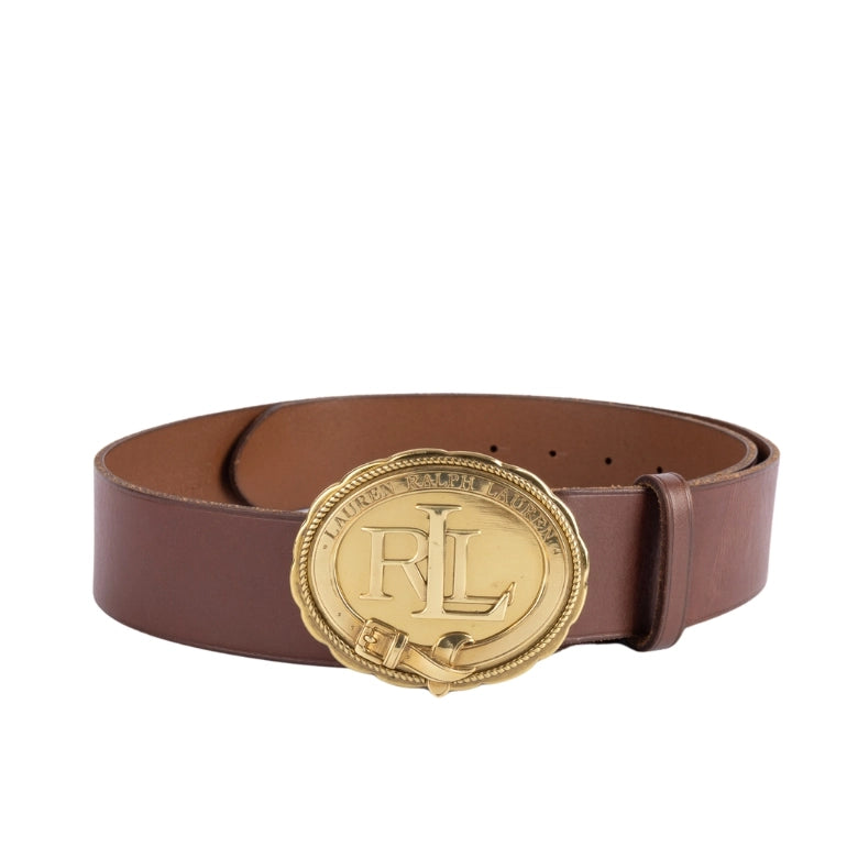 Lauren Ralph Lauren Brown Leather Logo Belt