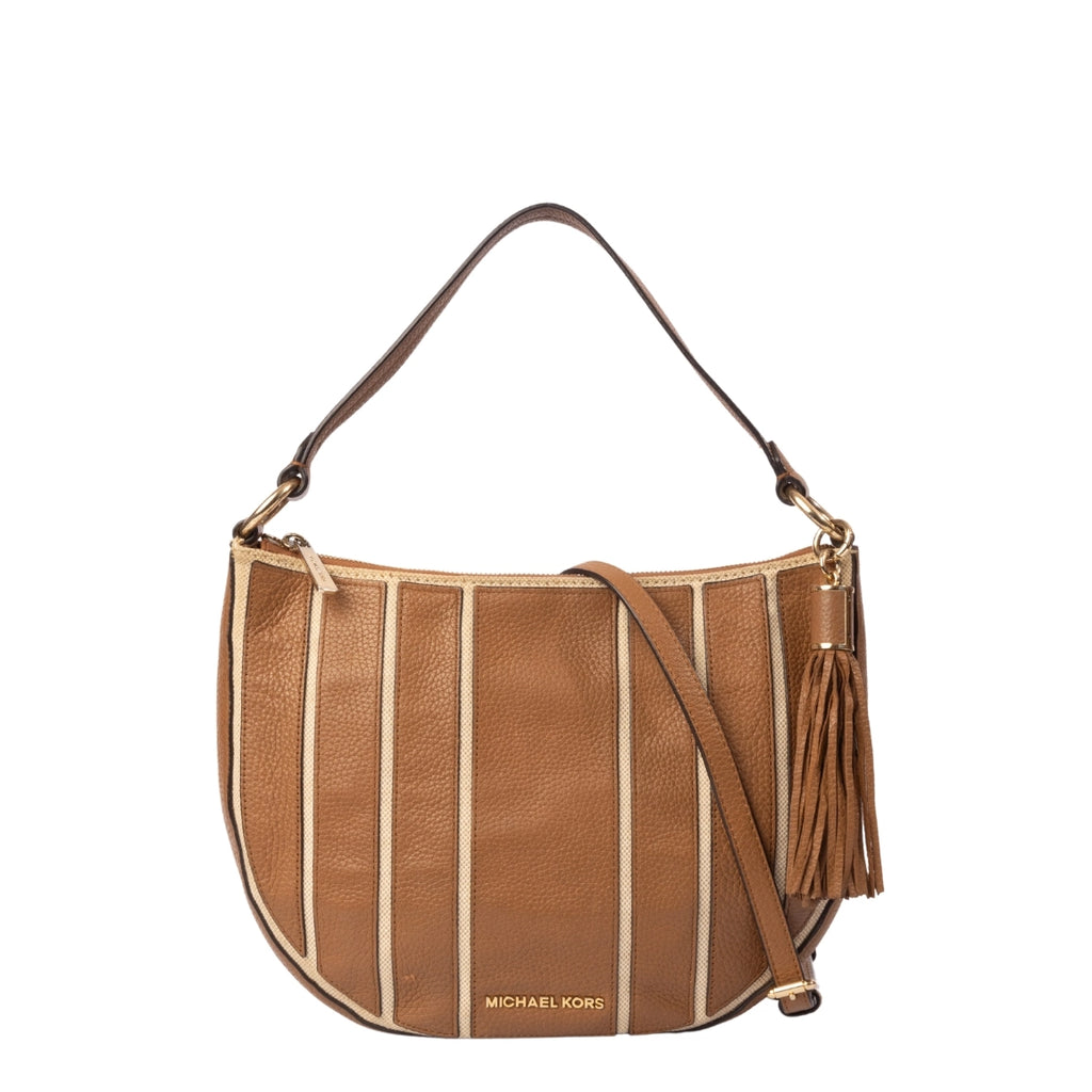 ☆EMIS☆ MINI CORSAGE APPLIQUE HOBO BAGBEIGE m1037_1428619 Michael Kors Brooklyn Applique Stripe Canvas Hobo Bag