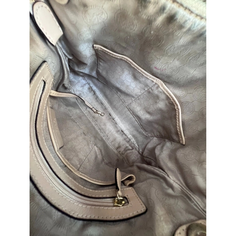 Michael Kors Jet Set Signature Leather Trim Hobo Bag