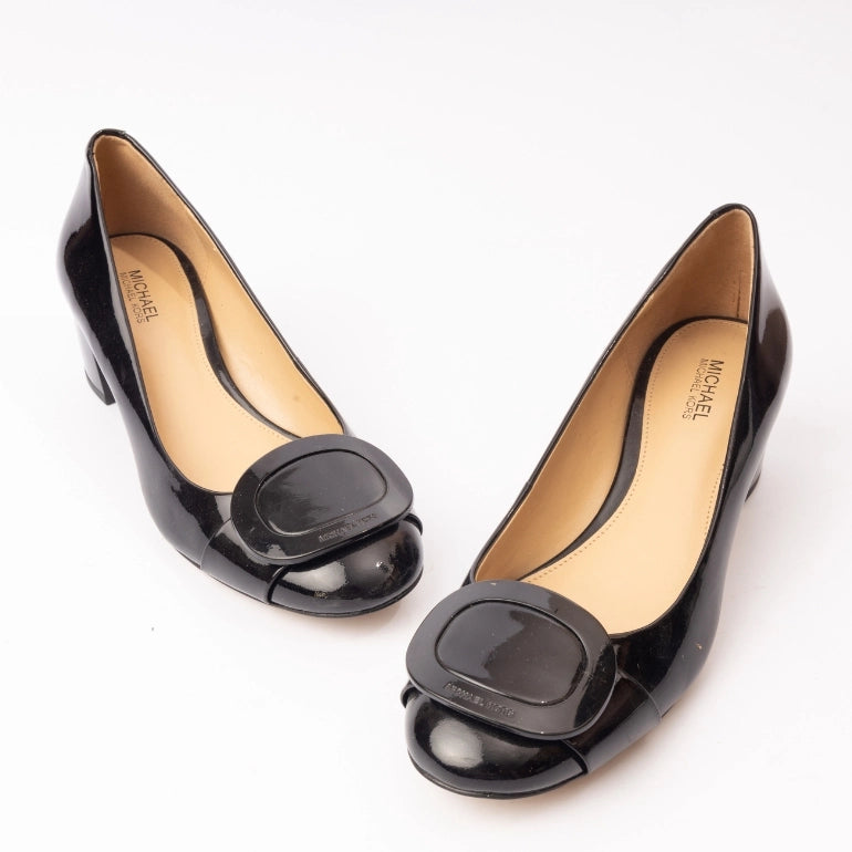 Michael Kors Pauline Patent Leather Mid Pump Sandal