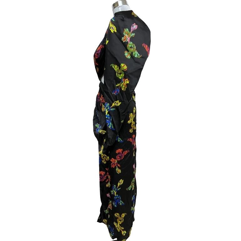 Nasty Gal Plunging Floral Print Cut Out Maxi Dress