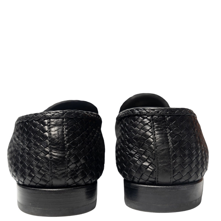 Roberto Cavalli Mirror Snake Logo Woven Loafers