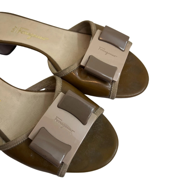 Salvatore Ferragamo Ginostra Patent Leather Bow Sandals