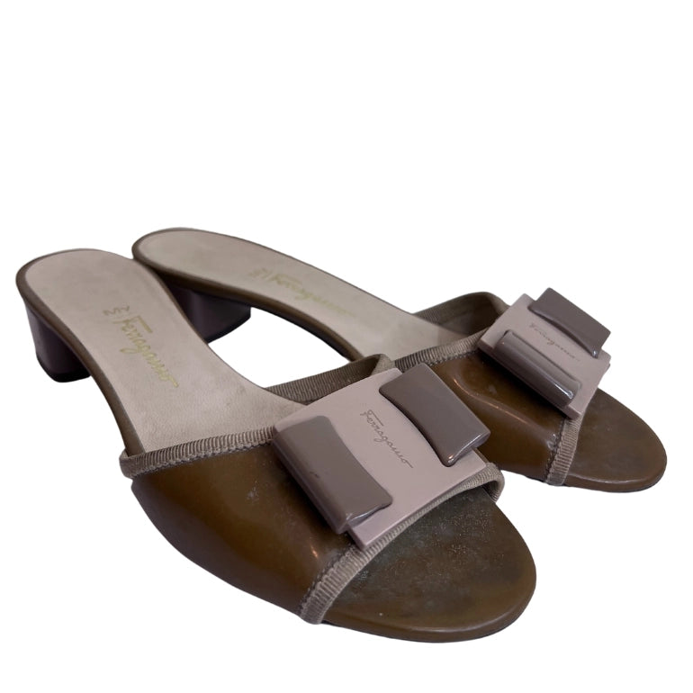 Salvatore Ferragamo Ginostra Patent Leather Bow Sandals