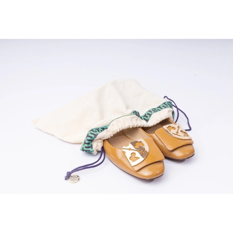 Tory Burch Patent Leather Square Logo Ballet Flats