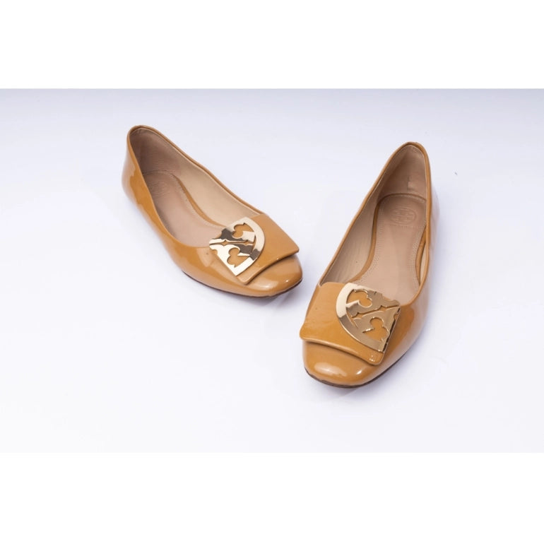 Tory Burch Patent Leather Square Logo Ballet Flats