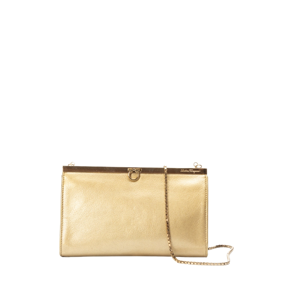 Ferragamo Gancini Flap Wallet With Chain