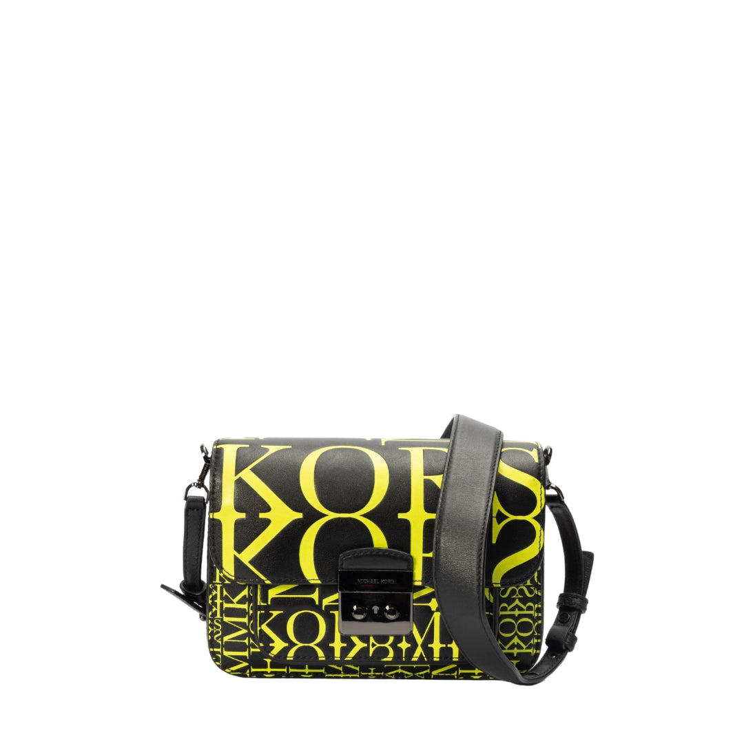 Michael Kors Sloan Editor Newsprint Leather Shoulder Bag