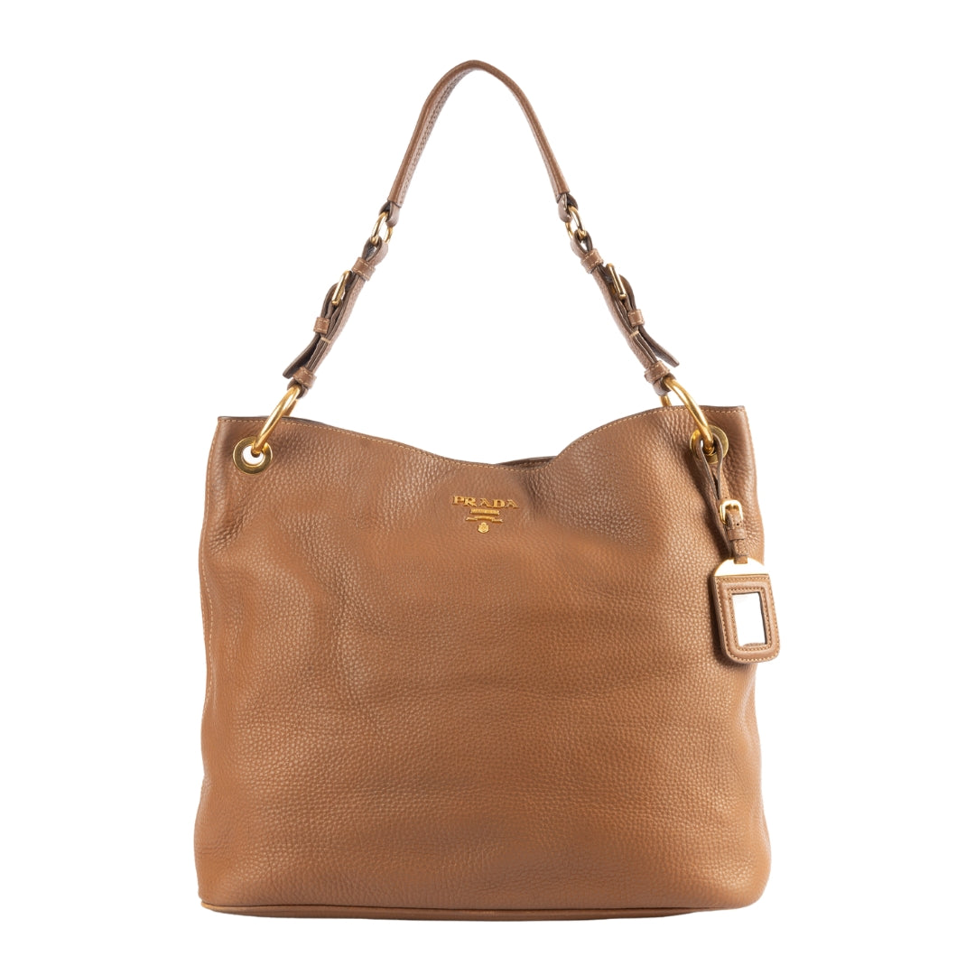 Prada Brown Diano Leather Hobo Bag