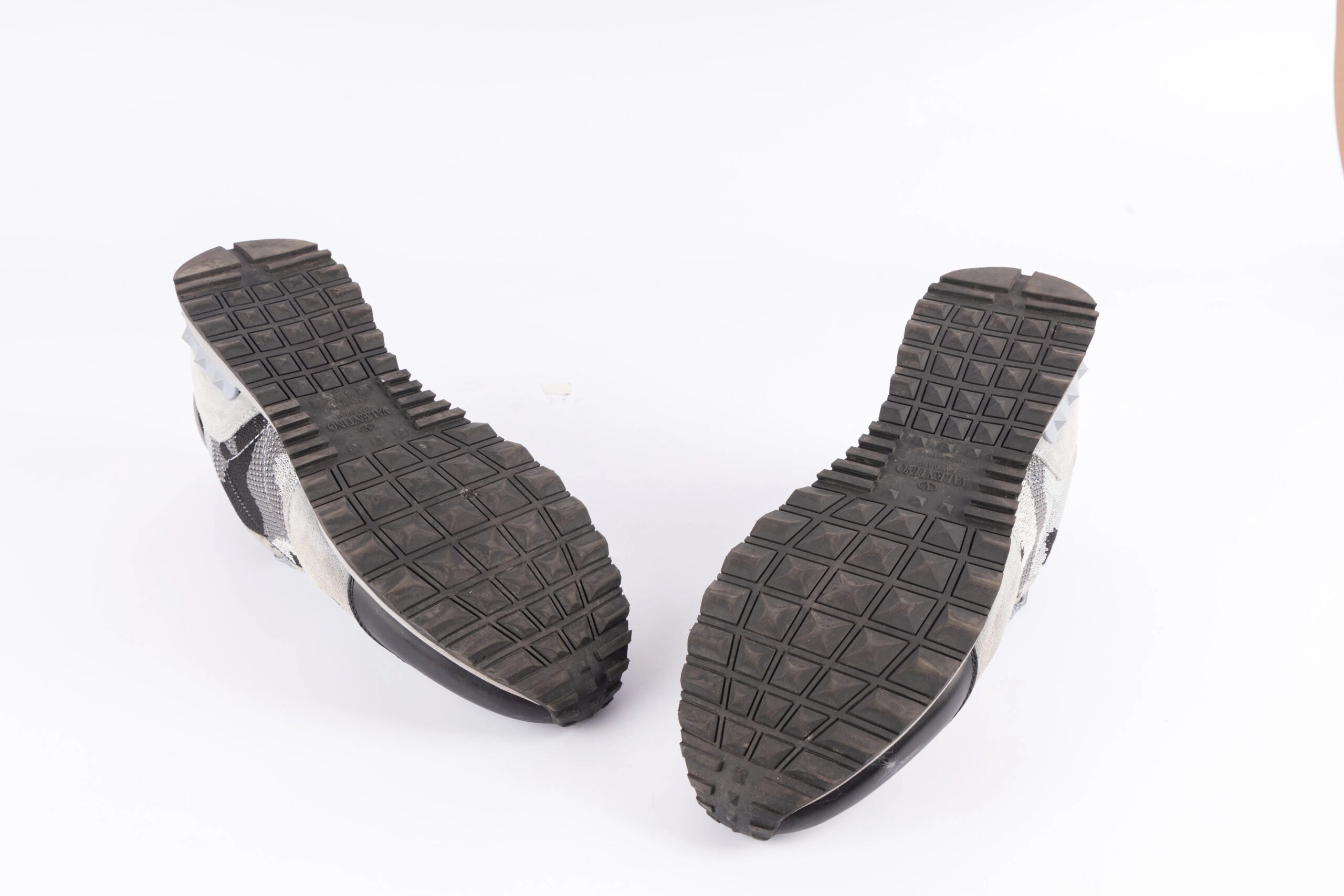 Valentino Garavani Grey Mesh Camouflage Rockrunner Sneakers