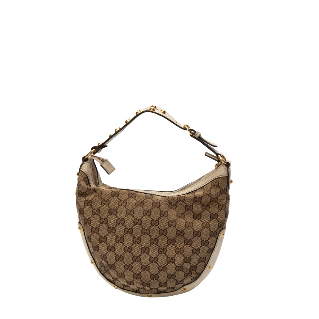Gucci GG Monogram Biba Studded Hobo Bag