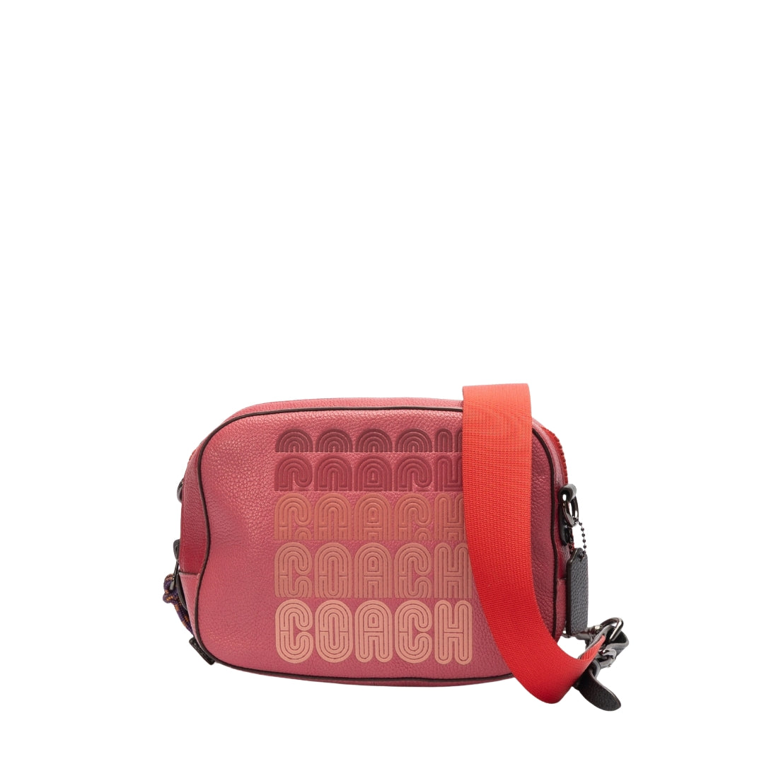 Coach Pink Logo Print Camera Bag